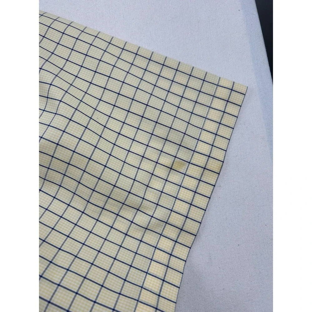 Brooks Brothers Mens Large Short Sleeve Shirt Button Down‎ Yellow Plaid *STAINS*